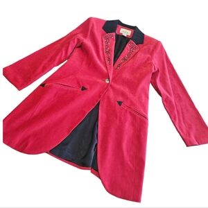 Vintage Western Blazer Red Velvet New Frontier Lined Sz L Classic Rare